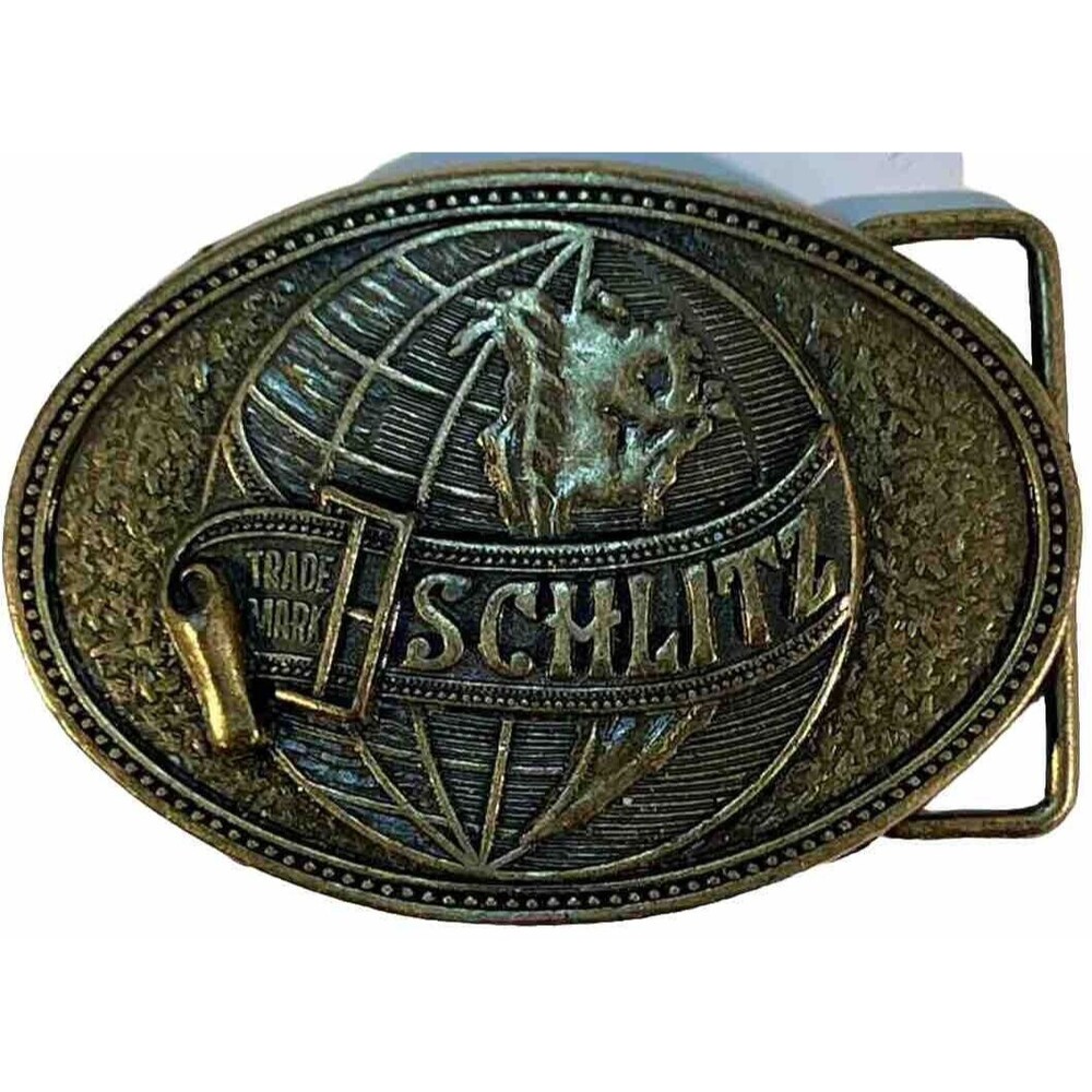 Vintage SCHLITZ BEER Brewing Company Metal Belt Buckle.